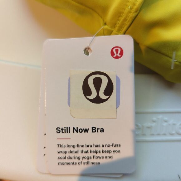 Lululemon Still Now Sports Bra Womens 8 Yellow Active Workout Athletic - Picture 3 of 5